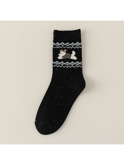 Rufia - Cute Cartoon Dog Mid-Calf Socks for Women