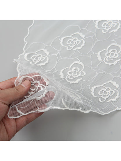 Scarvii - Elegant Lace Floral Embroidered Scarf