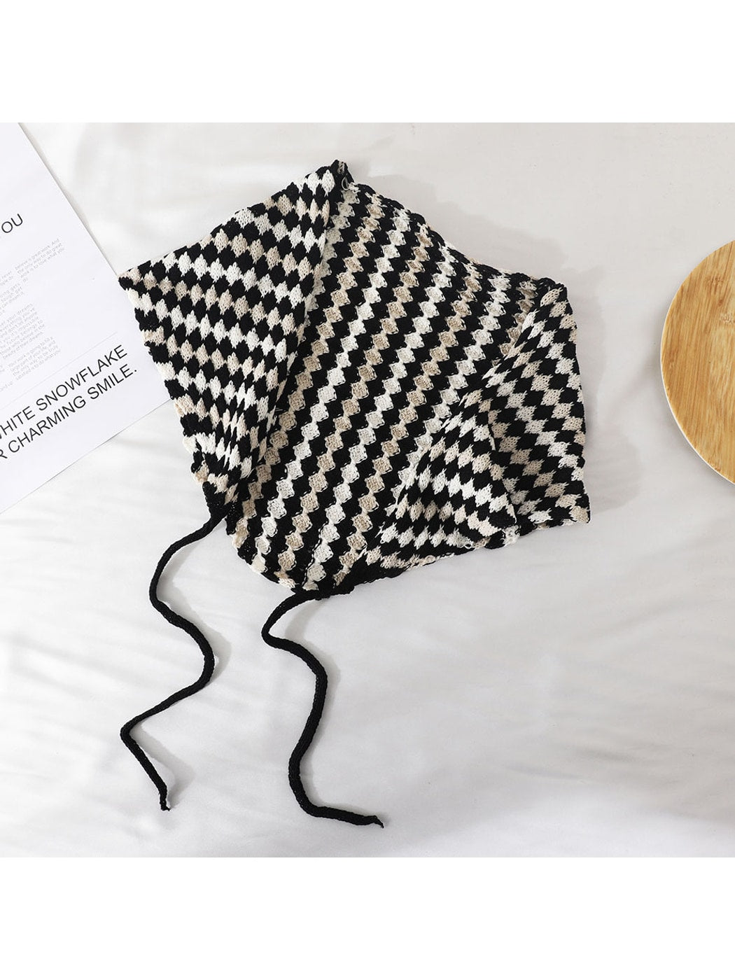 Scarvii - Contrast Stripe Knit Triangle Bandana