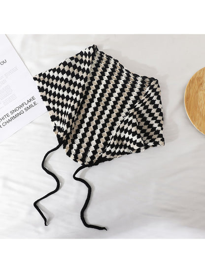 Scarvii - Contrast Stripe Knit Triangle Bandana