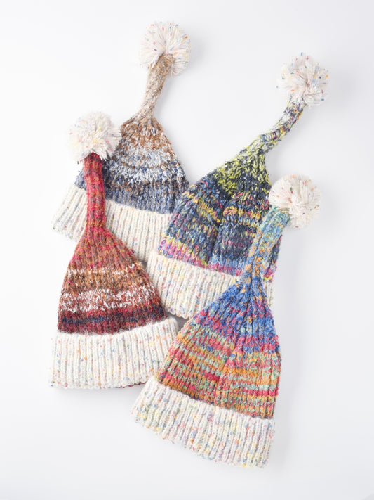 Haila - Vintage Colorful Knitted Warm Beanie with Pom-Pom