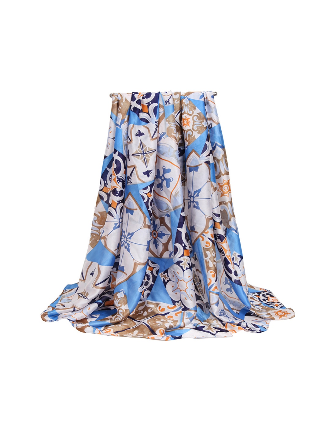 Scarvii - Elegant Colorblock Floral Printed Scarf