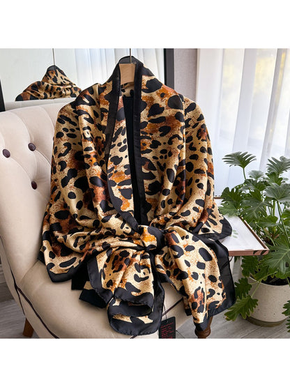Scarvii - Leopard Border Print Scarf