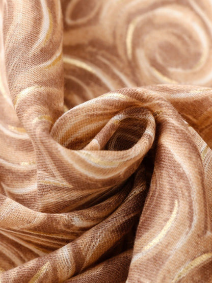 Scarvii - Classic Scarf & Shawl with Gold Foil Wavy Pattern