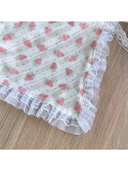 Scarvii - Sweet Print Lace Trim Women's Head Scarf