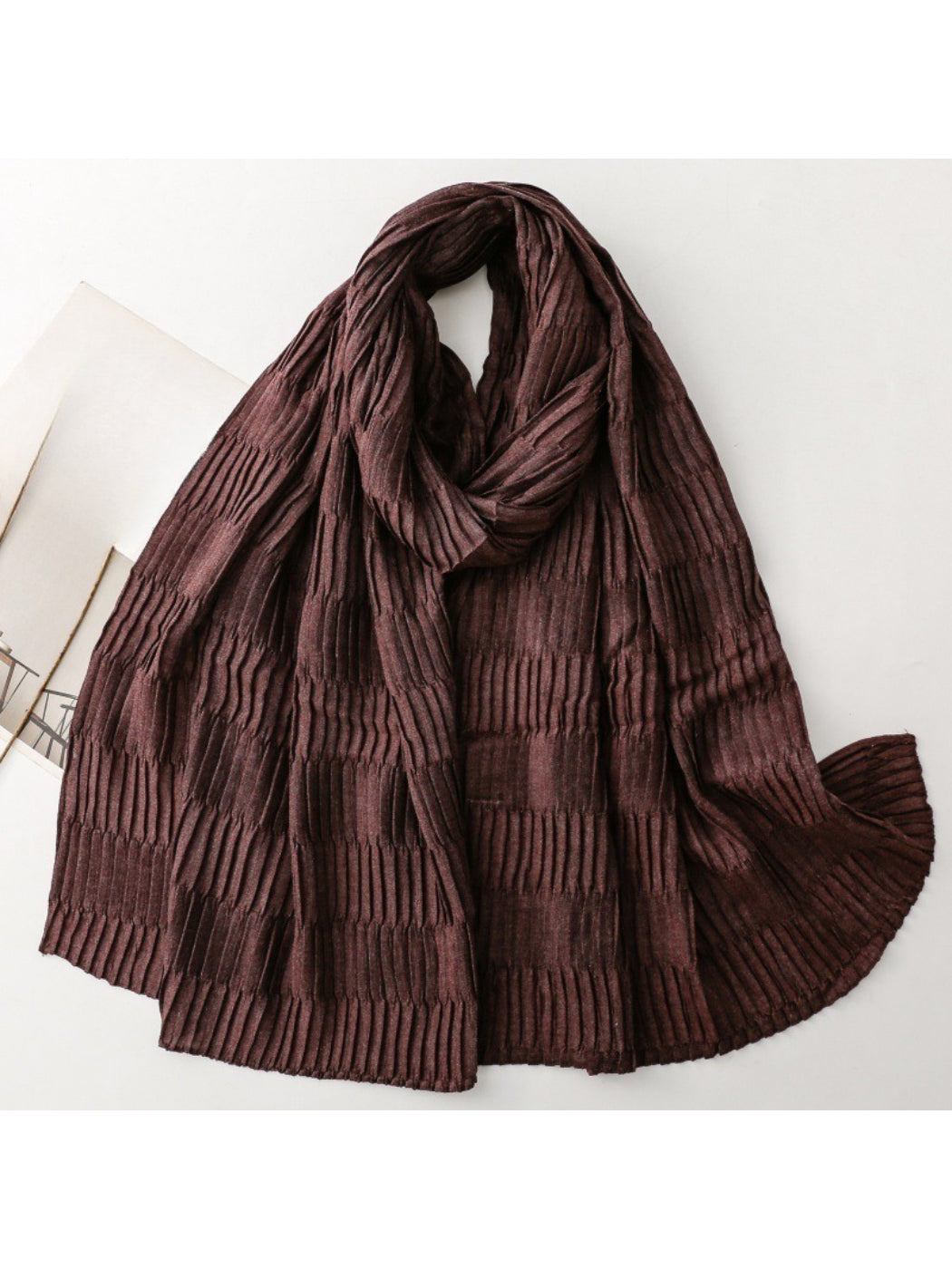 Scarvii - Textured Pleated Finish Long Scarf
