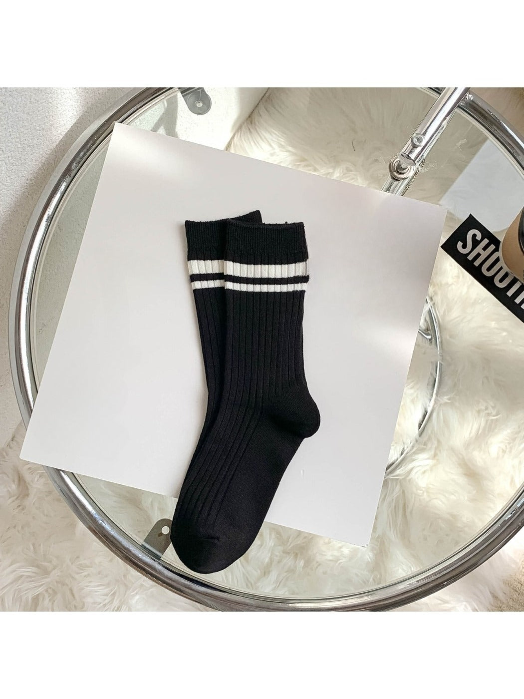 Rufia - Classic Stripe Ribbed Crew Socks