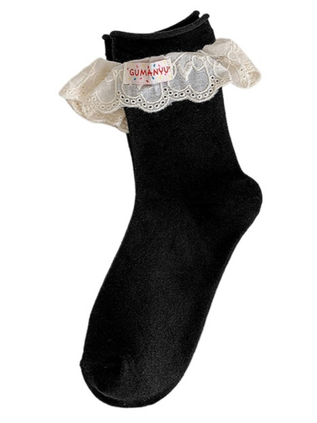 Rufia - Solid Lace Trim Mid-Calf Socks – Classic & Sweet