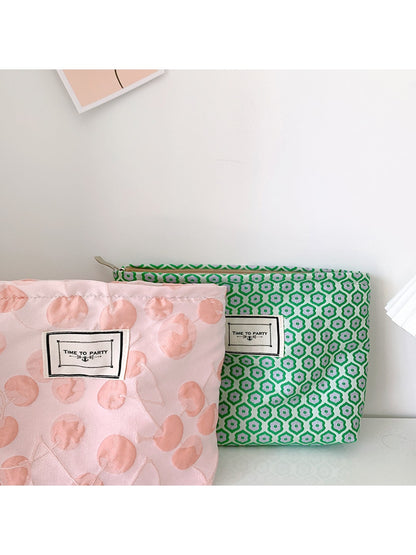 Cosbai - Floral Jacquard Zipper Makeup Organizer Bag