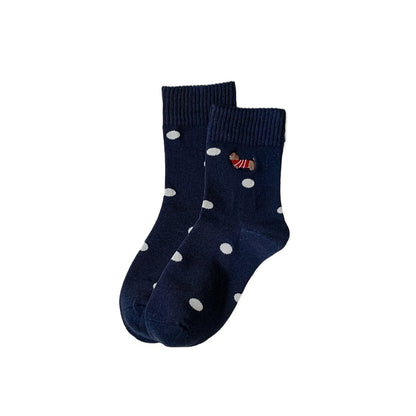 Rufia - Cartoon Dog Embroidered Striped Socks