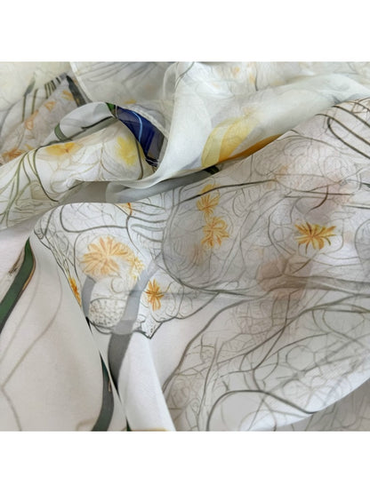 Scarvii - Fresh Floral Printed Lightweight Scarf