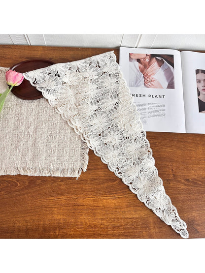 Scarvii - Floral Cutwork Triangle Fashion Neck Scarf