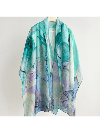 Scarvii - Soft Tone Abstract Printed Summer Wrap Scarf