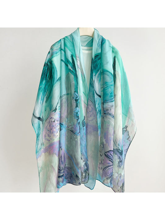 Scarvii - Soft Tone Abstract Printed Summer Wrap Scarf