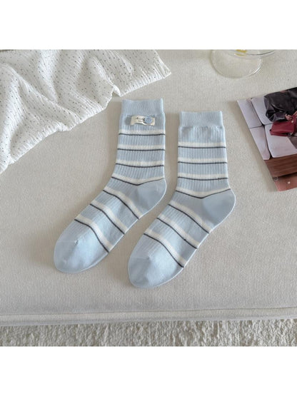 Rufia - Classic Striped Ribbed Crew Socks