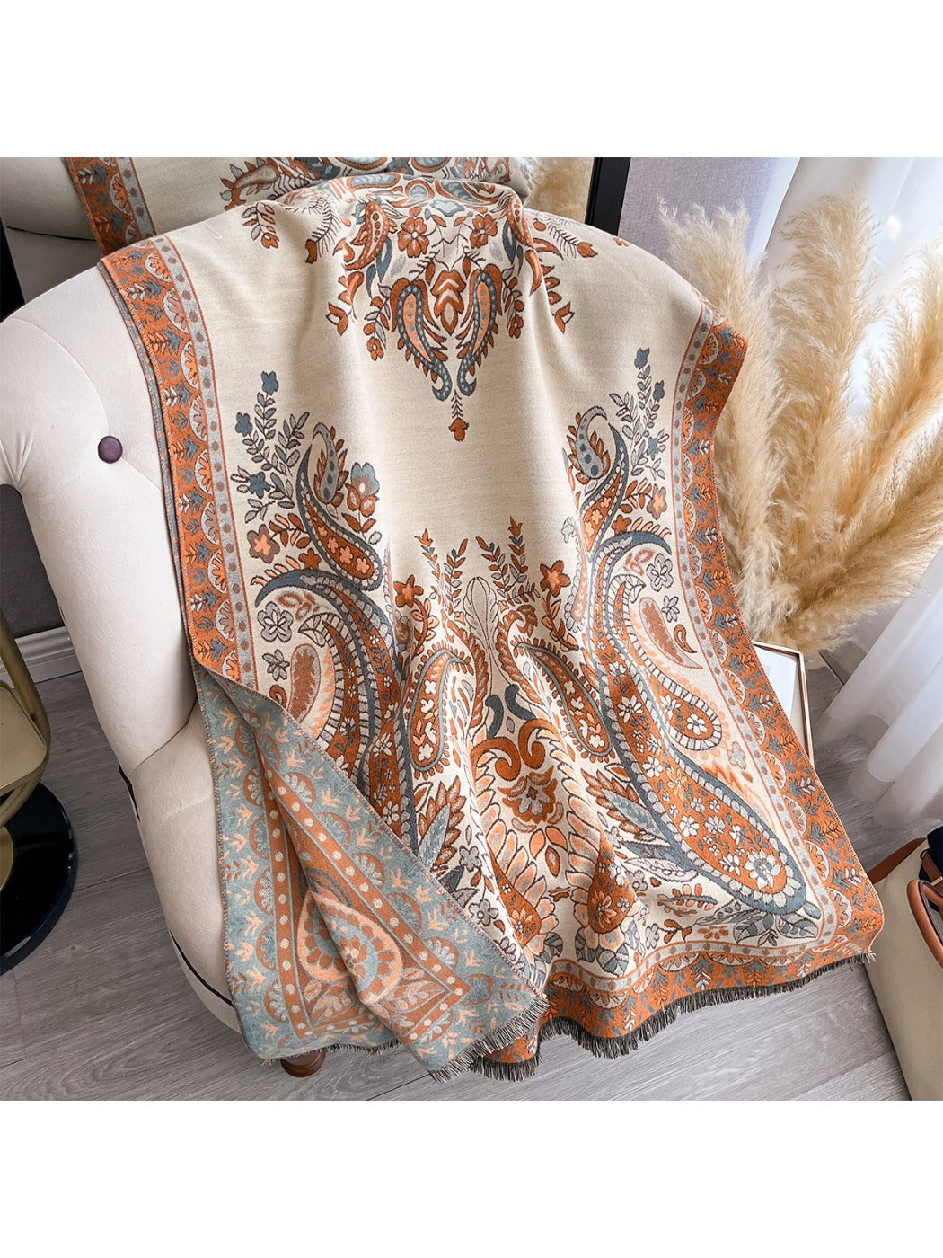 Scarvii – Paisley Print Fringe Scarf & Wrap
