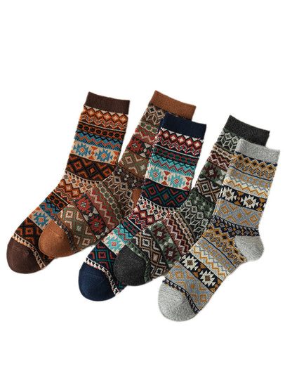 Rufia - Boho Retro Mid-Calf Winter Socks for Girls