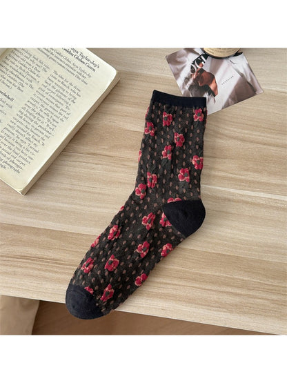 Rufia - Dotted Garden Floral Crew Socks