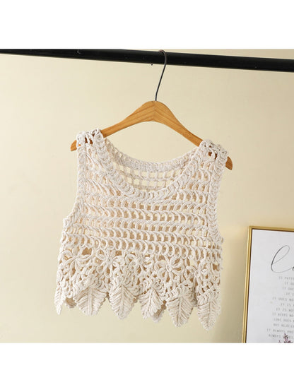 Crosa - Geometric Hollow-Out Sleeveless Knit Vest