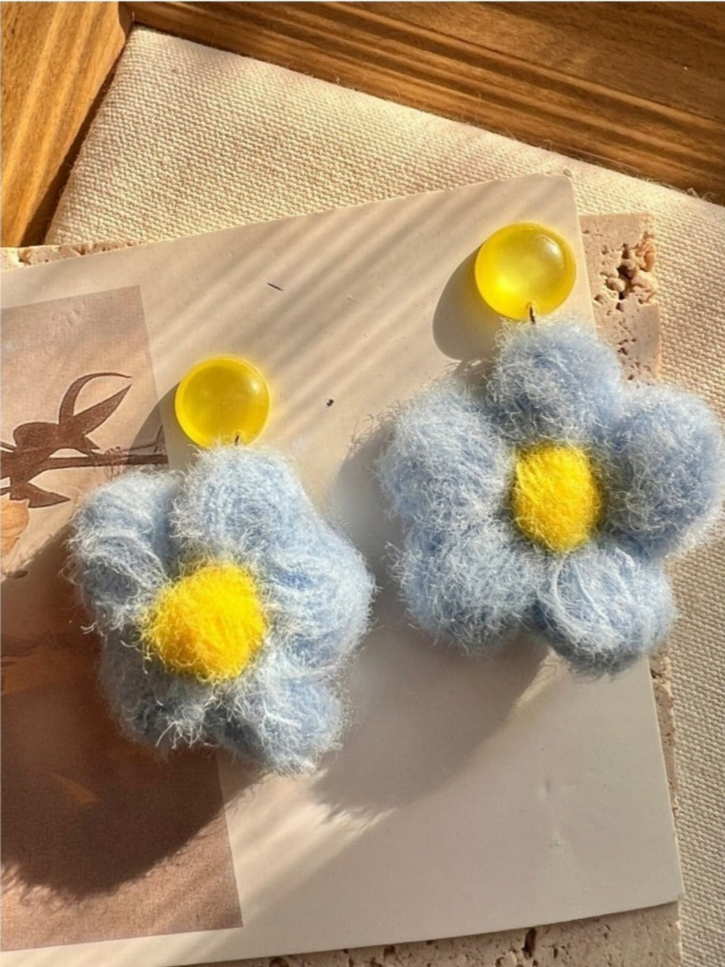 Earwish - Color-Block Crochet Flower Earrings