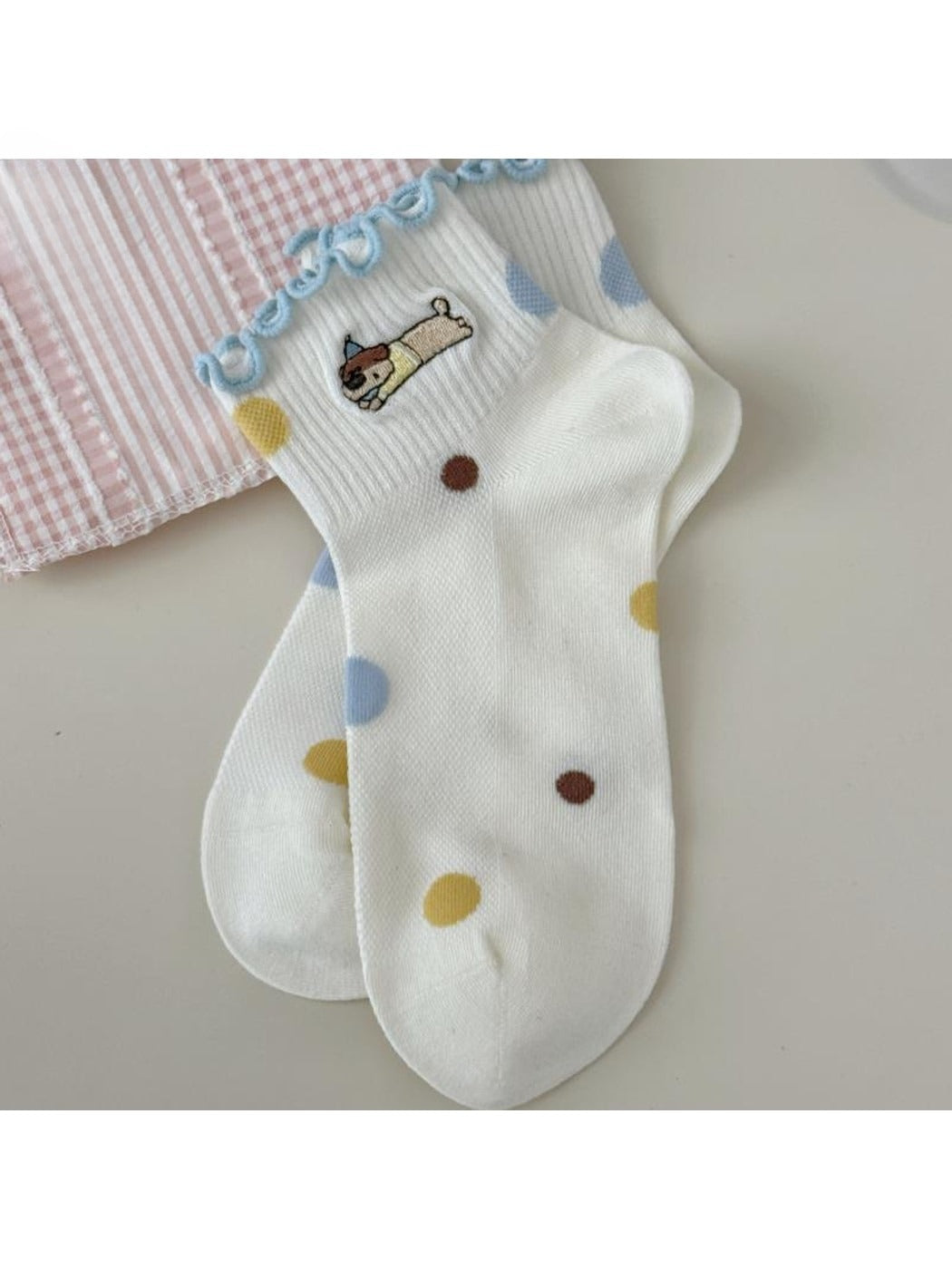 Rufia - Casual Cute Dog Ribbed Ankle Socks