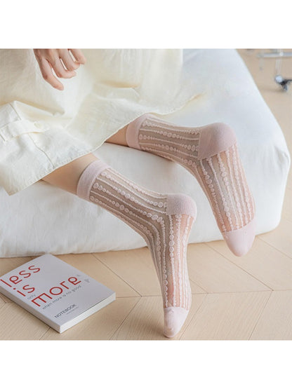 Rufia - Sheer Dot Stripe Mesh Socks