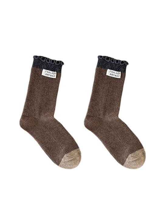 Rufia - Vintage Color-Block Striped Mid-Calf Socks