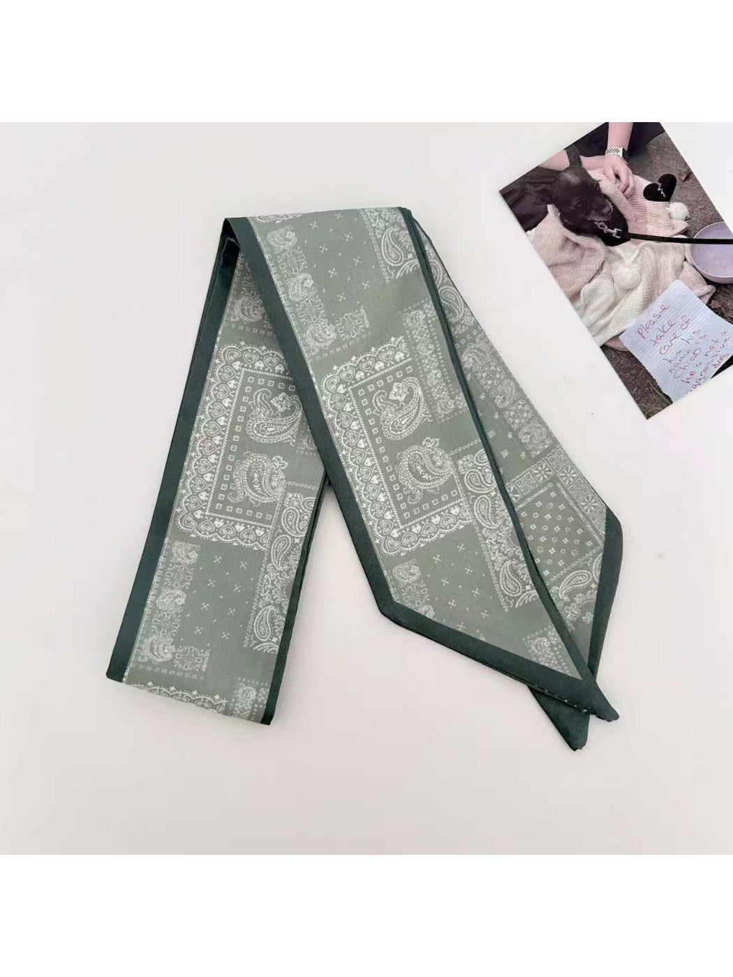 Scarvii Vintage Paisley Print Skinny Scarf