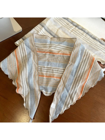 Scarvii - Striped Printed Wavy Edge Triangle Bandana