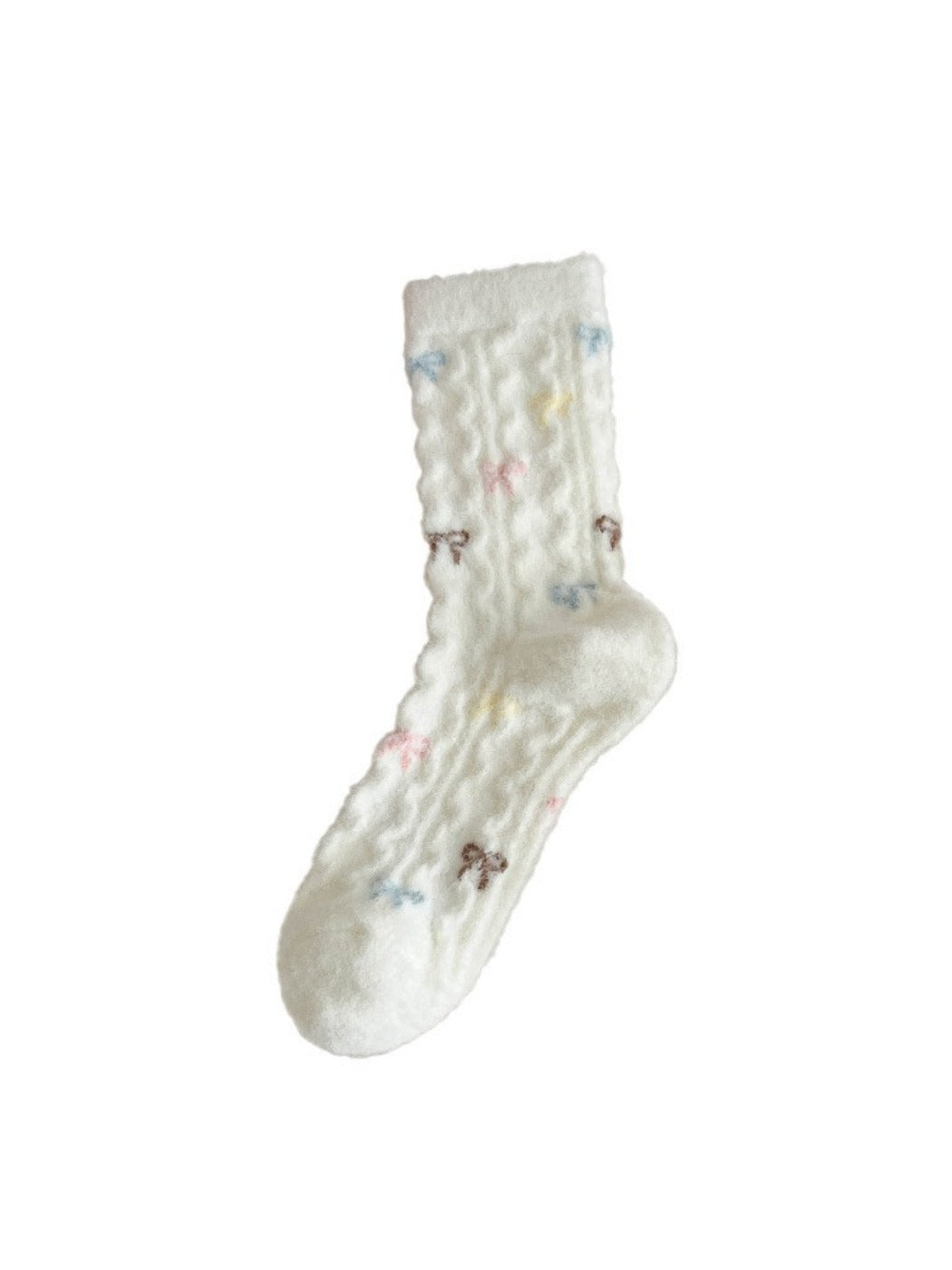 Rufia - Cute Soft Thick Winter Socks - Pink & White