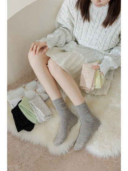 Rufia - Speckled Rib Knit Crew Socks