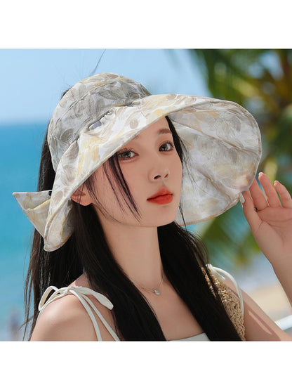 Haila garden print shade hat folded to show inner lining and structure