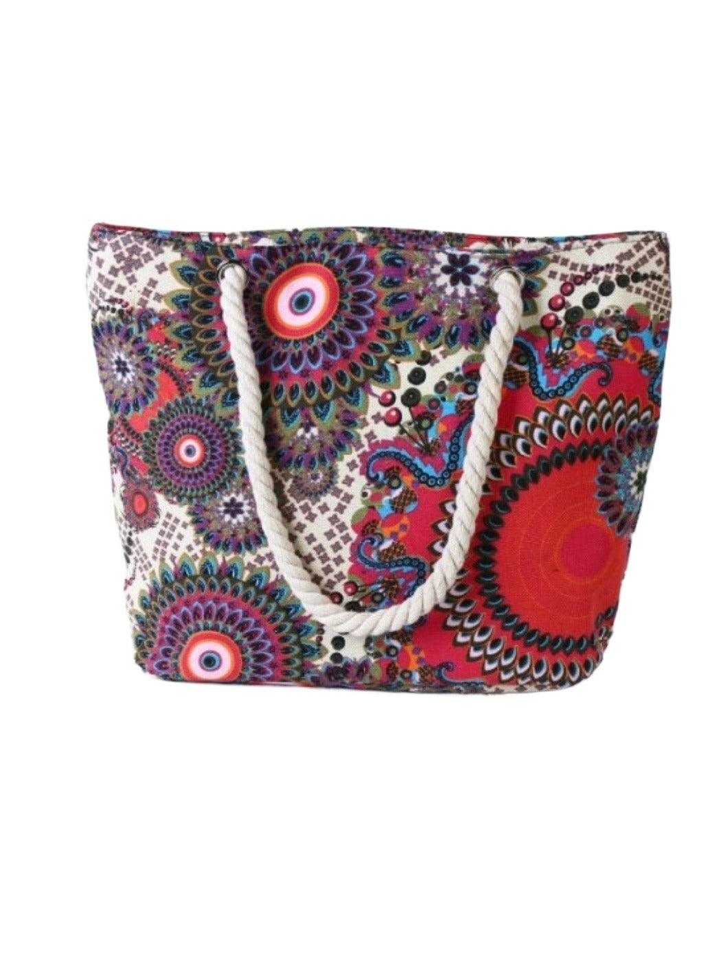 Side view of the Cosbai large beach tote showing its spacious interior