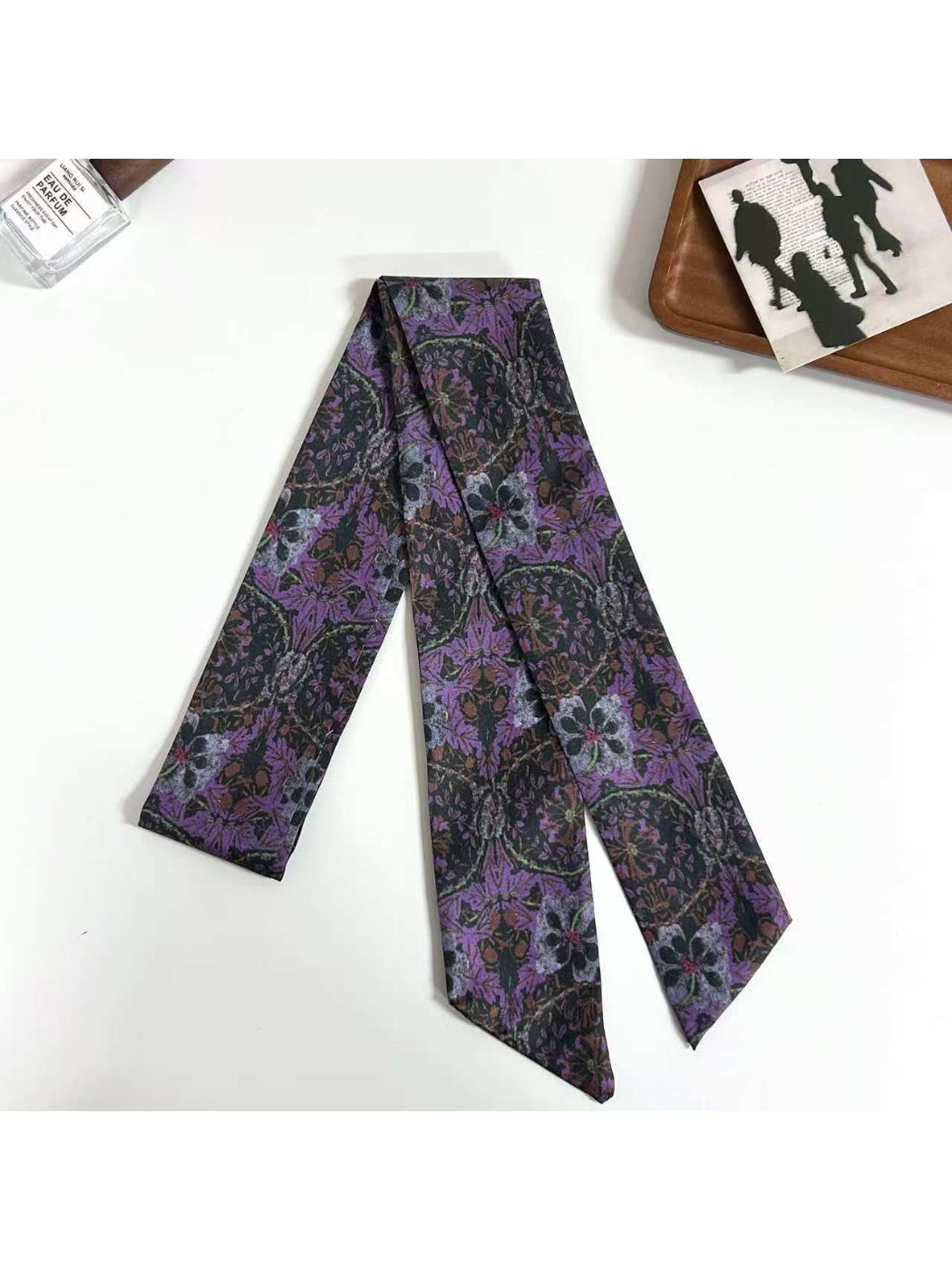 Scarvii Dark Garden Floral Skinny Scarf