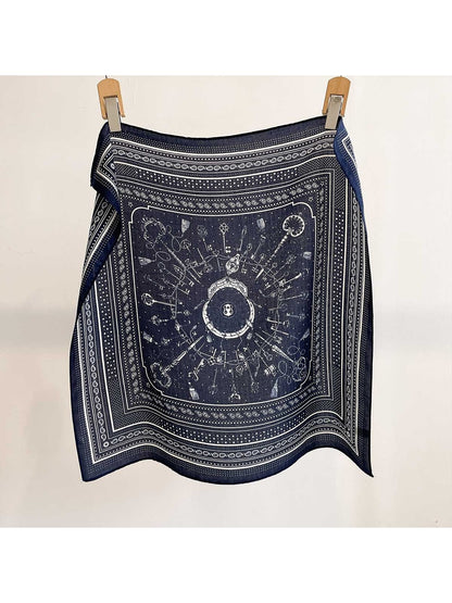 Scarvii - Muted Key Pattern Border Square Scarf