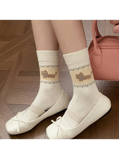Rufia - Cartoon Animal Pattern Women's Crew Socks