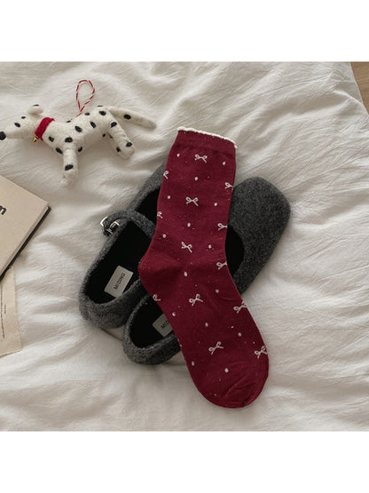 Rufia - Burgundy Bow Crew Socks product image 5