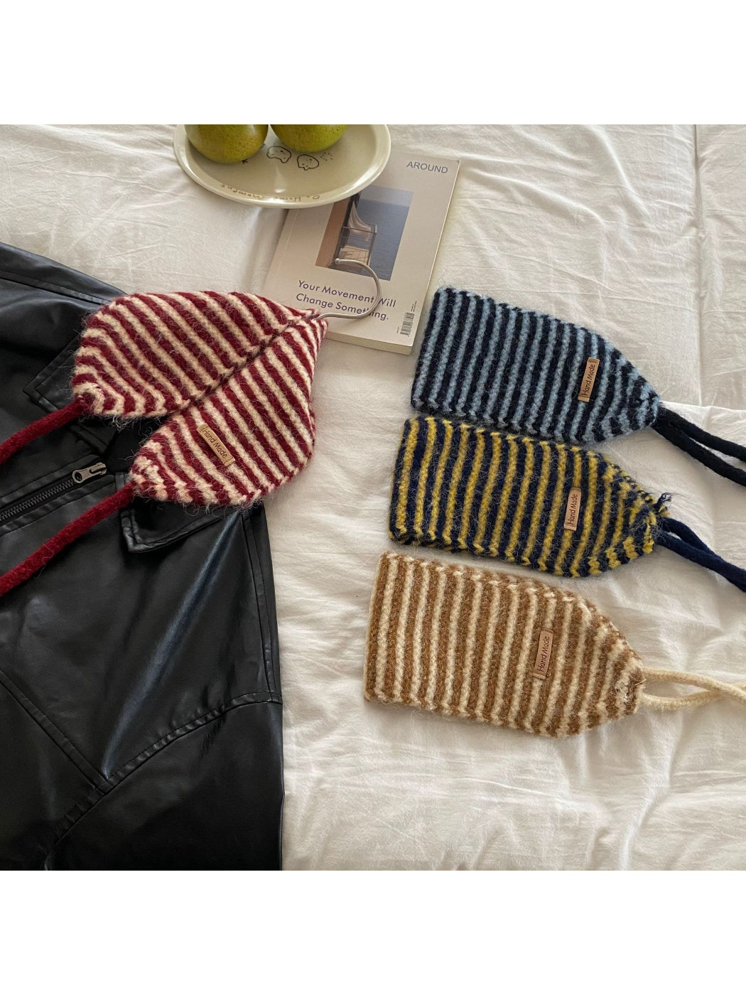 Scarvii - Striped Knit Tie Back Headband