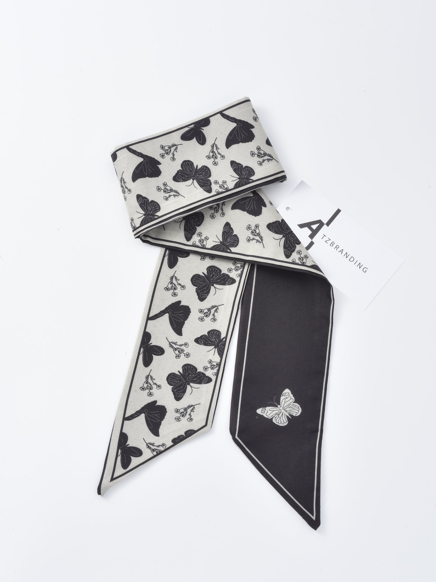 Scarvii - Vintage Butterfly Motif Skinny Scarf
