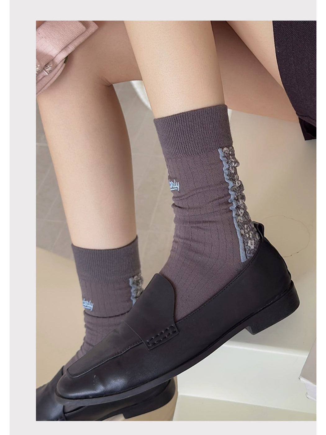 Rufia - Floral Lace-Edge Everyday Crew Socks