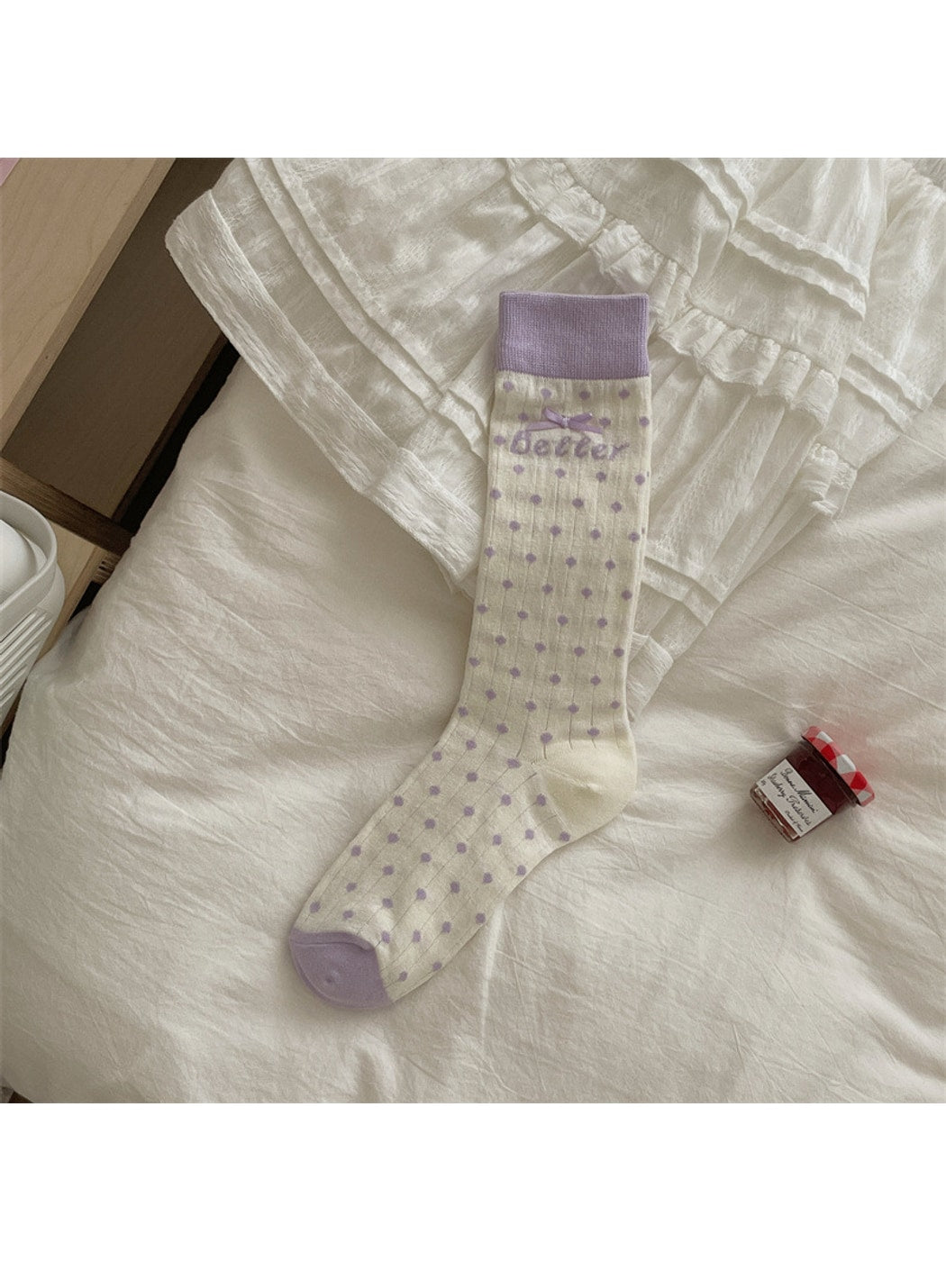 Rufia - Sweet Polka Dot Bow Mid Calf Socks