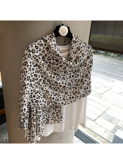 Scarvii - Heart Leopard Print Lightweight Wrap Scarf