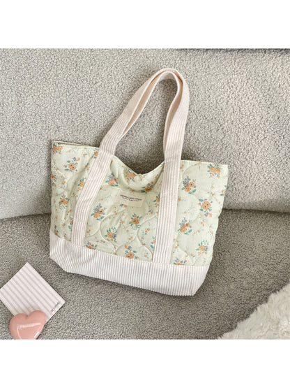 Cosbai - Quilted Floral Tote Bag