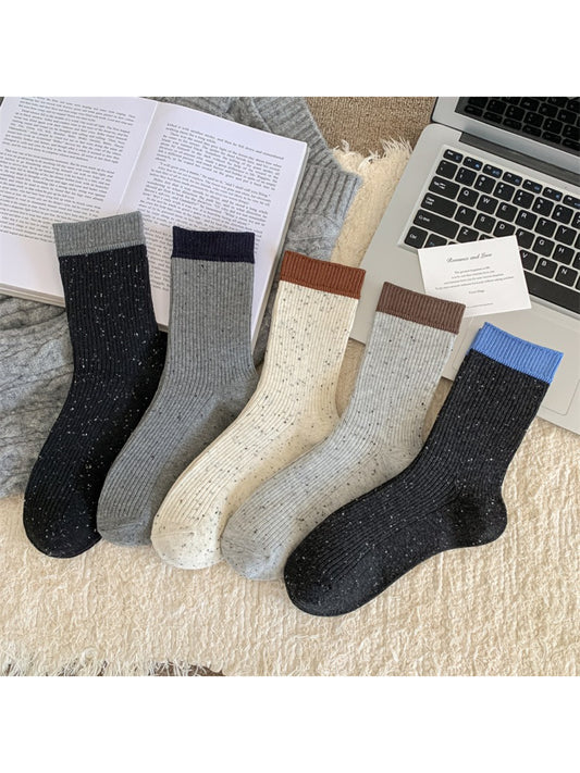 Rufia - Cozy Contrast Edge Ribbed Crew Socks