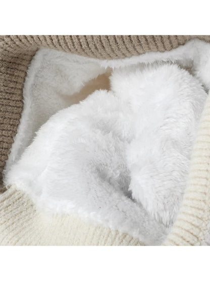 Haila - Colorblock Fleece-Lined Pom-Pom Beanie