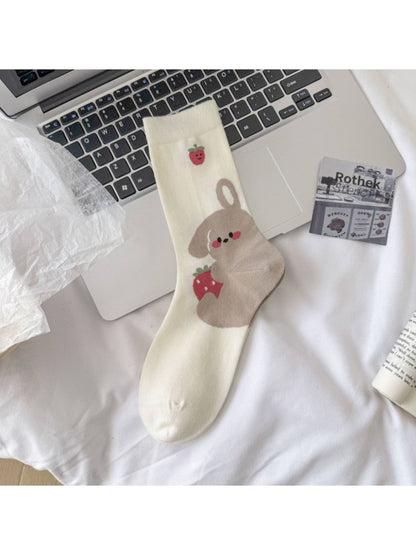 Rufia - Puppy Face Pattern Crew Socks