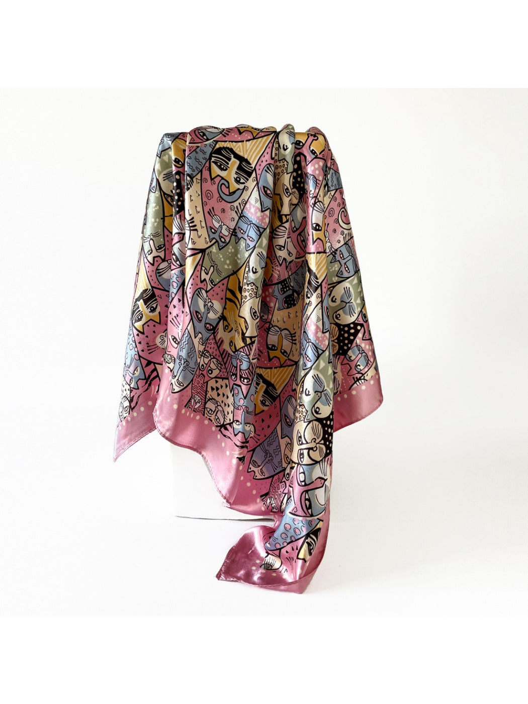 Scarvii - Colorful Cat Pattern Square Scarf