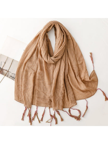 Scarvii - Light Crinkled Texture Tassel Edge Scarf