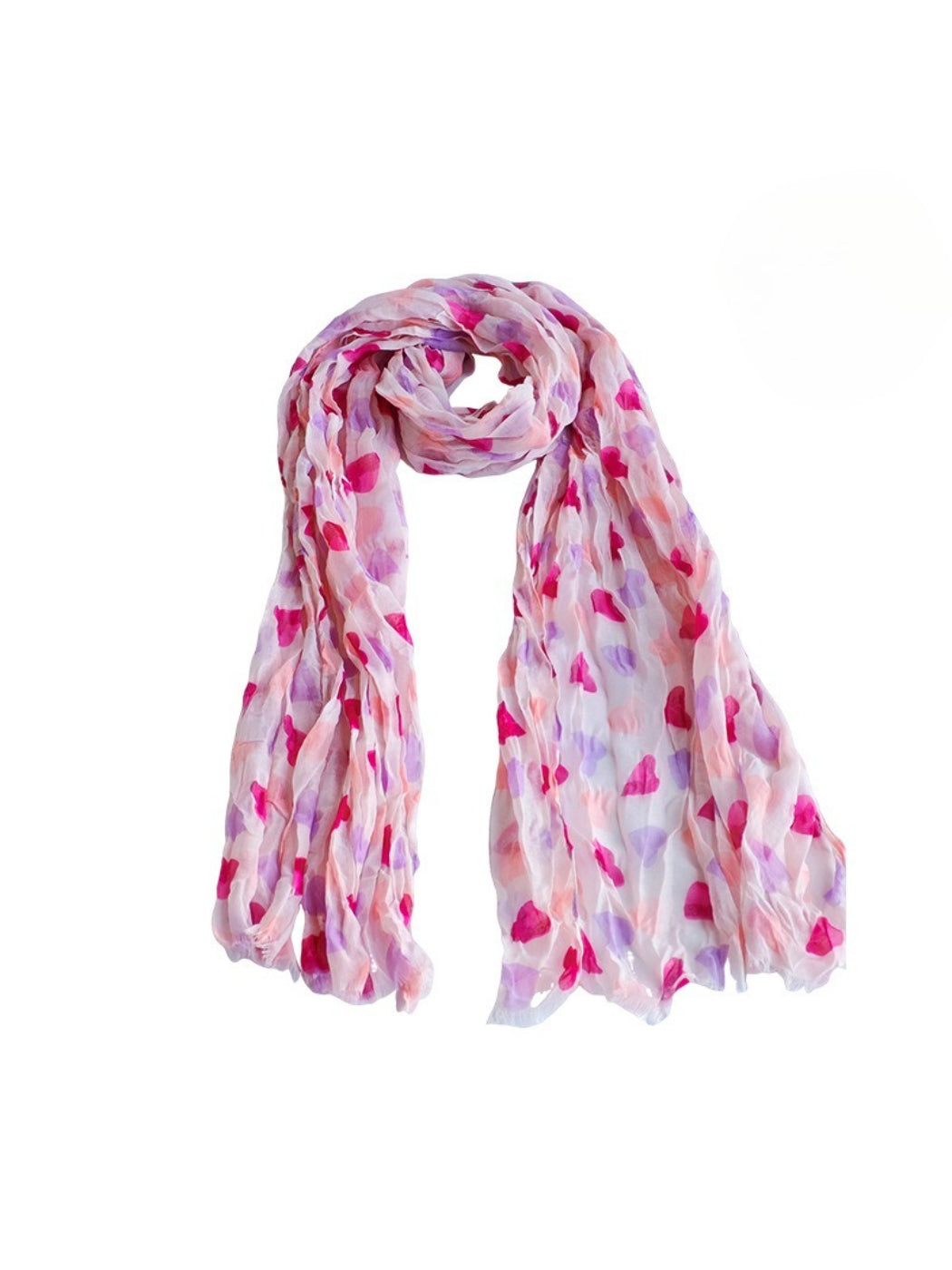 Scarvii - Soft Pink Heart Print Sheer Scarf