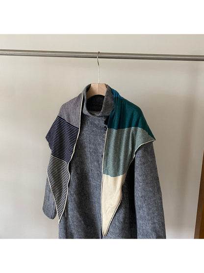 Scarvii - Color Block Stripe Triangle Scarf